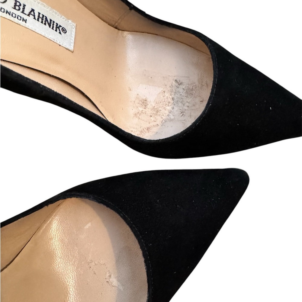 MANOLO BLAHNIK BB 105mm Black Suede Pumps Size 5.5 - Picture 7 of 9